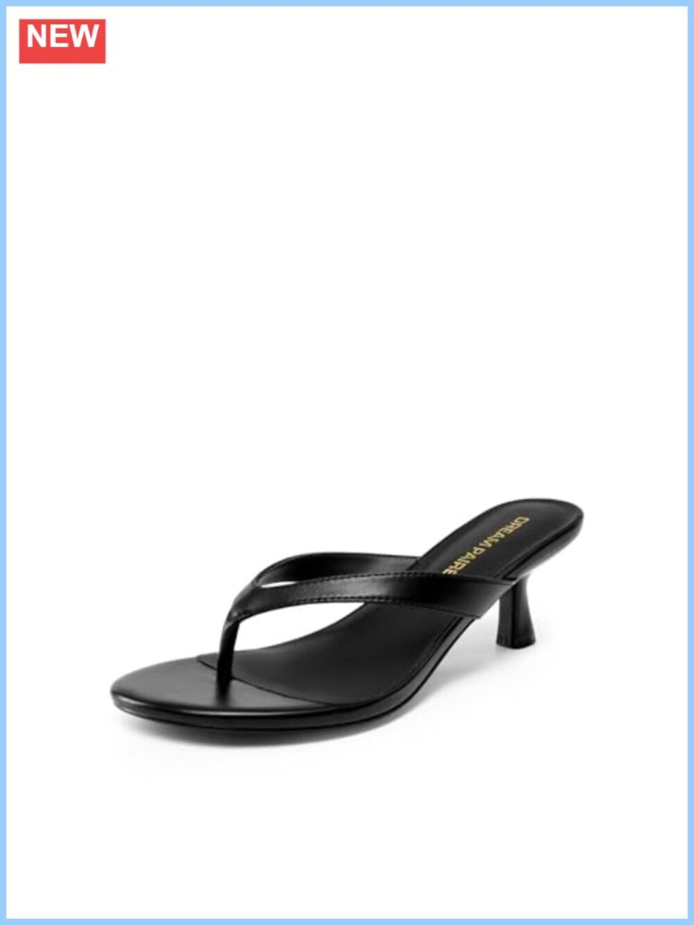 Faux Leather Kitten Heel Thong Sandals Round Toe Slip On